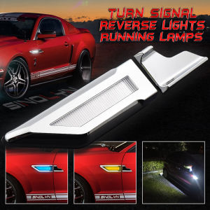 Sinolyn Switchback LED Light Side Marker Lamps Turn Signal+ DRL+ Reverse Parking Lights White/Amber/Blue Car Auto Fender Lamps Universal