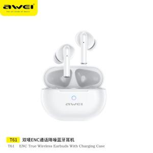 Awei T62 4 Mic Wireless Earphones Gradient Color Design Bluethooth Earphone Active Noise Reduction Gaming Eaburds ENC Surround Immersive Audio Music Headset