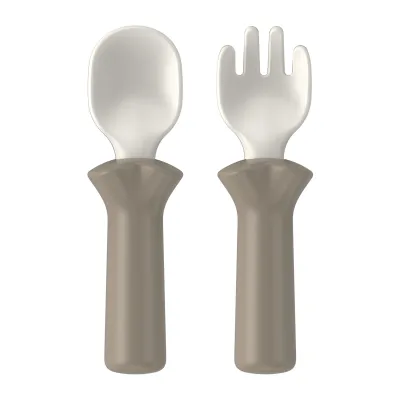 Modui Spoon & Fork Set - Beige (Toppingskids)
