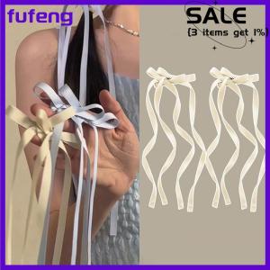 fufeng Korean Style Ribbon Bow Hair Clip Long Tassel Hairpin Sweet Cute Headwear For Women Girls Party Fashion Hair Accessories
