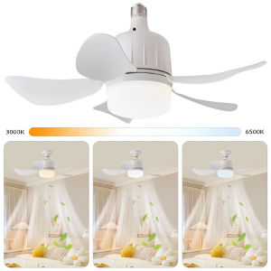 Small Ceiling Fan Light with E27 Base LED and Remote Control 17.7 Inch Perfect for Living Room and Kitchen