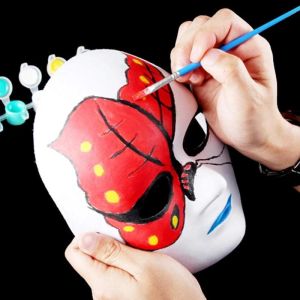1/5pcs DIY White Mask Masquerade Mask Hand Drawn Full Face Mask for Halloween Sinulog Party Prop