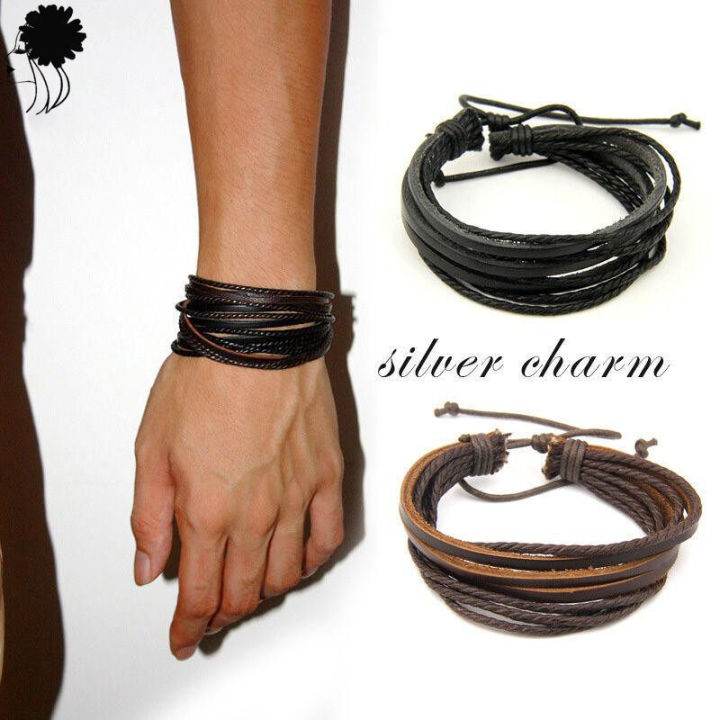 2pcs Two-color Woven Hand Rope Bracelet