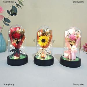 Star สบู่รูปกุหลาบอ่อนแบบนิรันดร์1เซ็ตฝาปิดอะคริลิคไฟ LED ของขวัญวันวาเลนไทน์สำหรับแฟนคุณแม่งานแต่งงานของขวัญเพื่อนเจ้าสาว