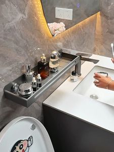 Bathroom Rack Wall Shower Shampoo Rack No-punch Wall Mount Shower Storage Shelf Large Capacity Strong Load-bearing