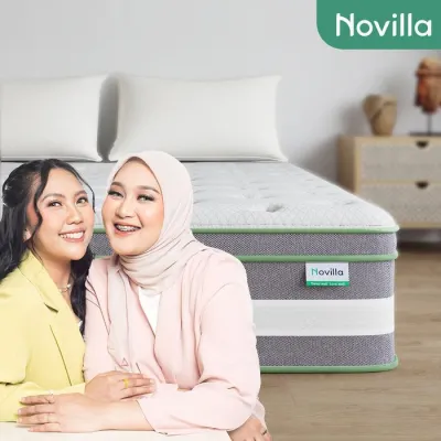 [Exclusive IschaIndyOfc] Novilla Kasur IceMint Spons Busa Spring Bed Tebal 160x200 25/30cm Free Bantal - 160x200 25cm