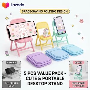 Portable Folding Chair Macaroon Color Cute Lazy Stand Desktop Cell Phone Holder Decorative Chair