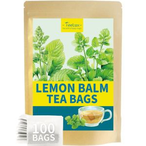 TeeLux Lemon Balm Tea Bags Pure & Natural Lemon Balm Herbal Tea Lemony & Citrusy Flavor 100 Count