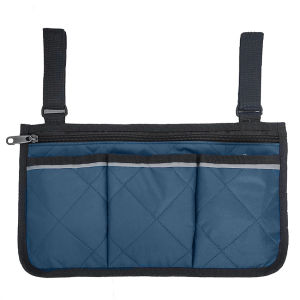 3 Pockets Wheelchair Stroller Side Bag Armrest Bag Folding Walker Holder Pouch with Reflective Strap