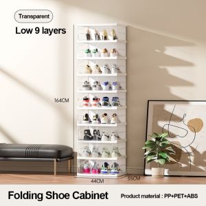 Multi-Layer Foldable Shoe Box Installation-Free Transparent Shoe Rack Organizer Storage Cabinet