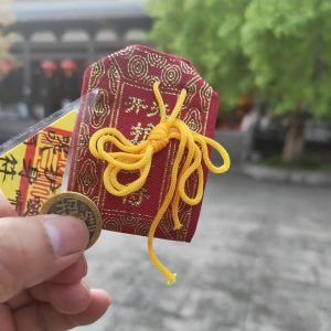 化太岁 已开光护身辟邪 发财 符袋锦袋随身福袋携带铜钱三角符挂件香包香囊刺绣祈化太岁保平安福包 Make A Fortune in The Age of Tai To Ensure The Peace of The Bag