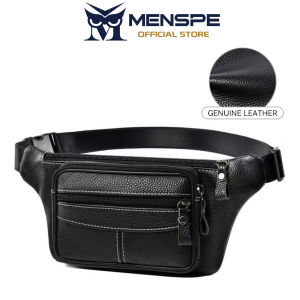 MENSPE Mens Chest Bag Genuine Leather Waist Bag Fashion Sports Bag Large Capacity Casual Bag Messenger Bag Outdoor Fitness Bag Travel Bag Business Bag