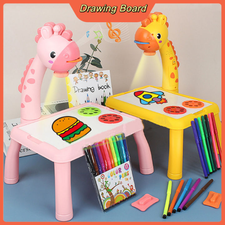 Children LED Projector Art Drawing Table Toys Kids Smart Drawing Board ...