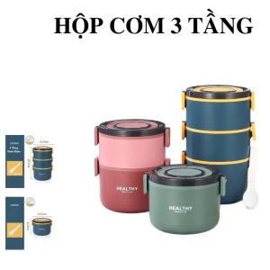 Hộp cơm giữ nhiệt hộp cơm giữ nhiệt văn phòng 3 tầng cặp lồng ủ cơm 3 tầng cà mên giữ nhiệt hộp đựng thức ăn 3 tầng - Hàng chính hãng