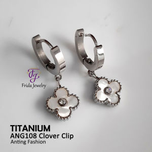 Anting Titanium Ori Klip Juntai Bunga Perhiasan Fashion Kualitas Premium Anti Karat anti luntur ang108