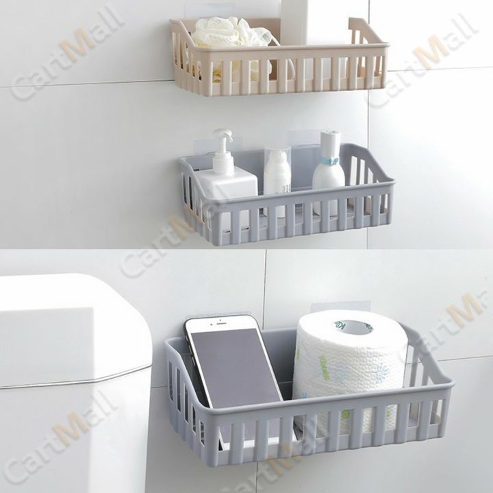 Bathroom Plastic Storage Organizer Self Adhesive Seamless Kitchen Wall