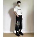Over Knee Denim Short for Men Baggy Jeans Straight Denim Long Jorts for Men and Women Dancer Pants Shorts Baggy. 