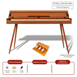 88 Key Keyboard Home Electric Piano Supports USB-MIDI & Headphones Connection Semi-open Cover Designed with Metal Three Pedal Power Adapter