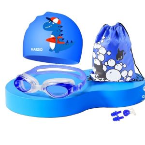 Kids Swim Goggles Set Cartoon Waterproof Swim Cap Stretchable Anti Fog Pool Beach 5pcs