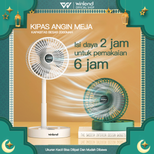 Winland Lipat Portabel Kipas Kipas Angin Meja portable Desktop USB isi ulang 6 inci  3 Kecepatan yang Dapat yang Nyaman mini siklus lipat kecil Asrama Mahasiswa Kipas Angin Besar 【Putih Mutiara】