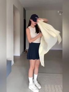 《501》 กระโปรงกีฬาเอวสูงแบบจีบสำหรับแบดมินตันเทนนิส ป้องกันแสงแดด สำหรับวิ่งออกกำลังกายกลางแจ้ง กระโปรงโยคะ กางเกงฤดูร้อน