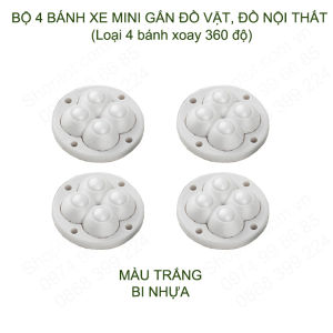 Combo bộ 4 bánh xe mini 4 gắn đồ nội thất thùng rác giúp dễ dàng di chuyển