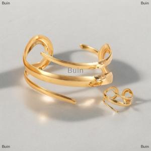 [COD] Buin 2 Pcs Set Exaggeration Personality Color Spiral Multilayer Bracelet Ring For Women Party Commuting Charms Jewelry Sets Gift