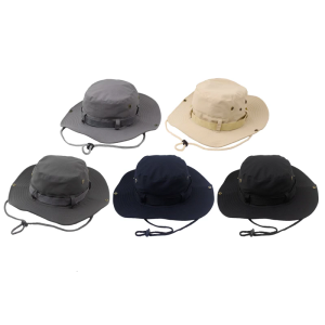Men Foldable Cotton Bucket Hat Wide Border Sun Protecting Adjustable Chin Strap for Outdoor Fishing Camping Hiking
