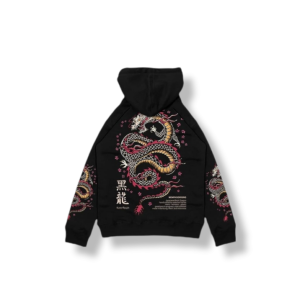 Sweater Pullover Hoodie Memphisorigins Kuro ryujin black / Hoodie Mempis Kuro ryujin / Sweater Hoodie Gambar Sablon naga warna hitam / Hoodie Memphis origins Kuro ryujin