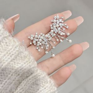 Pearl Zircon Earrings Korean Fashion Elegant Earring Jewelry Accessories for Cool Girls