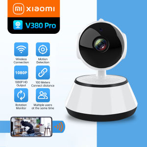 CCTV Camera Wireless Wifi Connect to Cellphone Voice Night Vision 1080P HD 360 ° Sensor Motion PTZ Control Security Camera Wireless for House Outdoor with Monitor Set V380 Pro