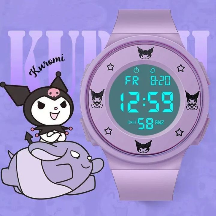 LED Light Watch for Kids Sanrio Kuromi Girls Silicone Strap Round