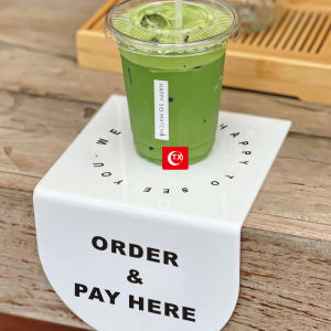 ORDER & PAY HERE Counter Sign 15x12cm Acrylic Tabletop Pick Up Coffee Sign for Cafe Shop