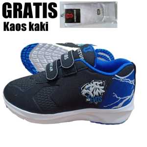 Sepatu Sekolah Anak Laki Laki Karakter Gaming Evos Perekat Warna Hitam Gratis Kaos Kaki Usia PAUD TK SD SMP-KIDZTUBS200272423