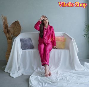 SATINPP Maroon/Navy/Hitam/Fanta/BabyPink/Merah/HijauMuda/UnguTua - Satin Silky Velvet Premium Wanita Vibelle shop grosir baju tidur piyama fashion murah wanita