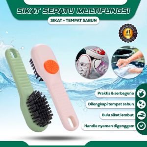 TUKUO 2 In 1 Sikat Pembersih Sepatu Dengan Tempat Sabun– Sikat Sepatu Multifungsi Sikat Pencuci Pakaian Sandal Dengan Dispenser Sabun Cair Serbaguna Praktis