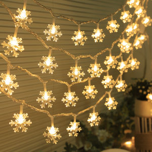 Đèn Led pha lê hoa tuyết trang trí cây thông 2 chế độ sángdài 3m 20 đèn led pha lê dùng pin an toàn tiện lợi di chuyển