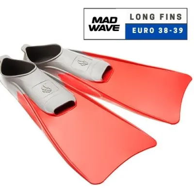 MadWave Swimming Snorkeling Training Long Fins Swim Flippers (EURO 38-39 UK 5-7)