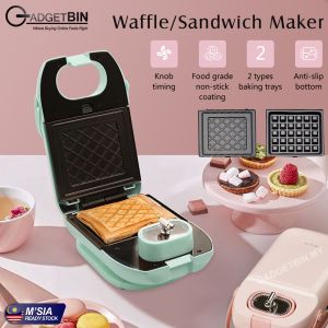 Electric Sandwich Maker Waffle Maker Auto Power-Off Timer Timing Non-Stick Double Sided Baking Tray Toaster Breakfast Machine For Home House