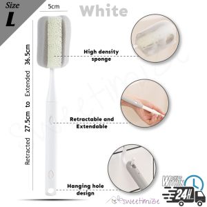 🇸🇬 Kitchen Retractable Bottle Brush/Extendable Bottle Brush/Washing Dense Sponge/Clean Dead-Corners Easily