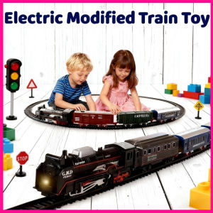 Electric Retro Assembled Small Train Simulation Classical Track Train Toy With Light Sound Boy Gift