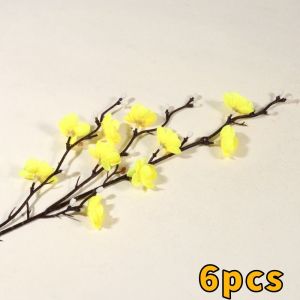 EODKUS 6PCS Plastic Simulated Wax Plum Blossom Lifelike DIY Artificial Plum Branches Artificial Greenery Real Touch Fake Silk Flower Wedding Ceremony