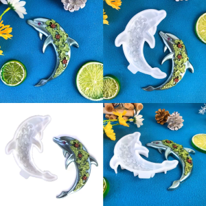 Rose Dolphin Ornament Silicone Mold Wall Decoration Epoxy Resin Mold DIY Craft Wall Hanging Pendant Molds Decor