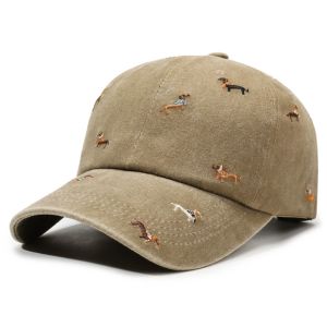 RGFV Punk Embroidery Puppy Cap Soft Washed Duckbill Cap Versatile UV Protection Vintage Baseball Cap Streetwear