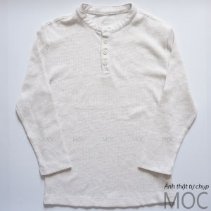 (15-60kg) Áo dài tay bé trai chất tổ ong cổ cài khuy vnxk xuất dư (Áo thu đông vải waffle cổ henley bố con mặc cặp WoNa)