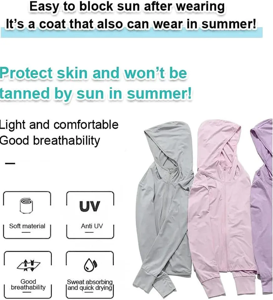 HLA Lightweight Sun Protection Clothing for Men and Women Long Sleeve Ice  Silk Hoodie Shirts Jacket with Pockets