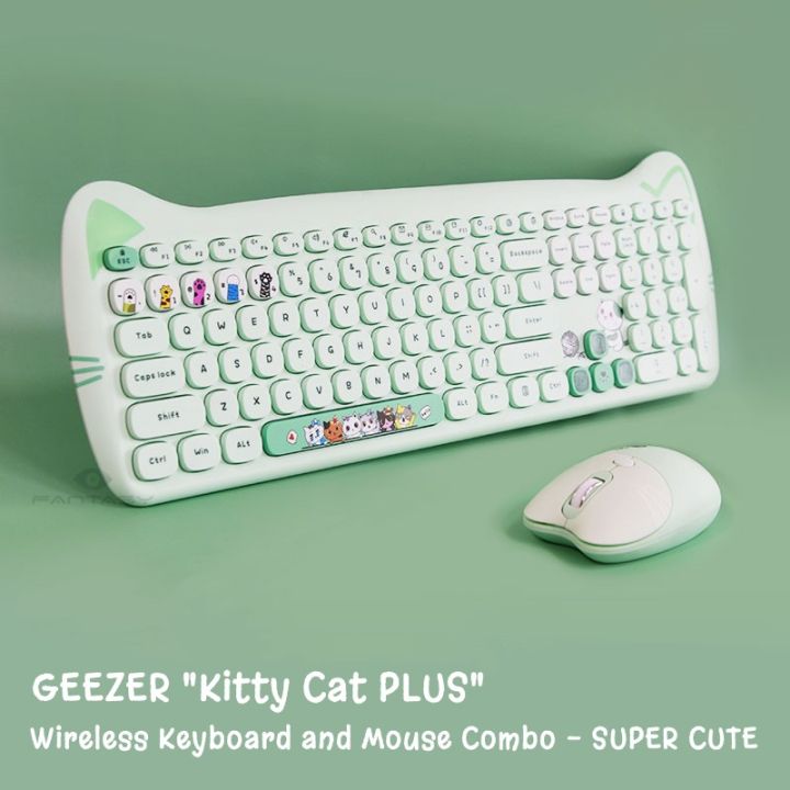 FANTASY MOFII GEEZER Kitty Cat PLUS Wireless Keyboard and Mouse Combo SUPER  CUTE Cat Appearance Design Keyboard with Cat Mouse Girls Home Office Mute Keyboard  Mouse Set Plug and Play For PC