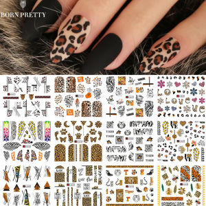 BORN PRETTY 1pcs Leopard Print Nail Art Stickers Water Transfer Flower Nail Decals for Nails Decor DIY