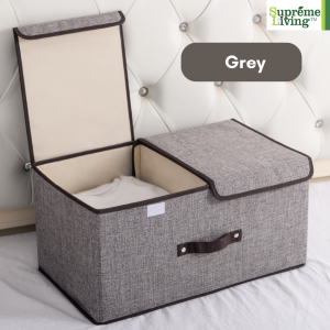 Kotak Penyimpanan Penutup Ganda Keranjang Lipat Susun Folding Box Storage Organizer