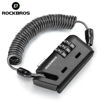 【SG Delivered】ROCKBROS Multifunctional Helmet Lock Ajustable Installation Password Lock Anti-theft Cable Lock Bike Accessories
